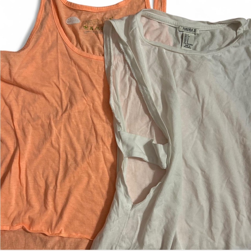 Forever 21 Orange and White Tops